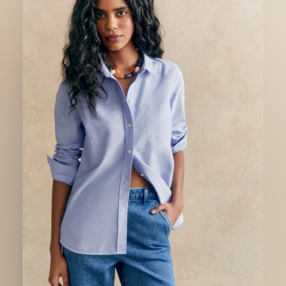 Sezane Light Blue Button-Down Shirt